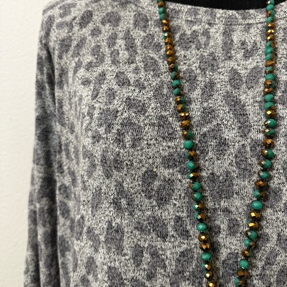 Women’s Gray Leopard/Cheetah Print Sweater - Picture 3 of 5